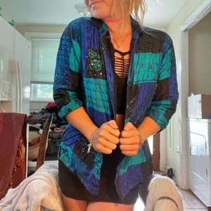 Blue and green sparkly top